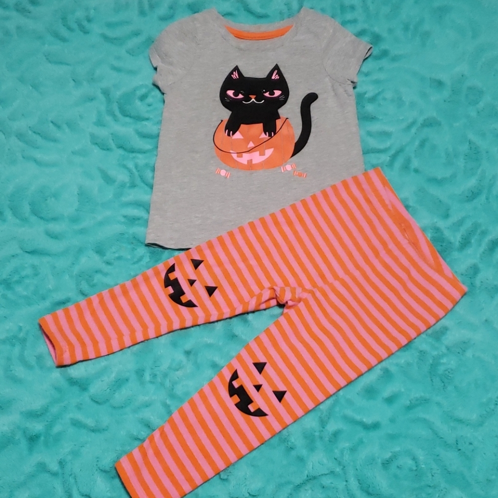Cat & Jack Halloween Cat and pumpkin outfit 2T